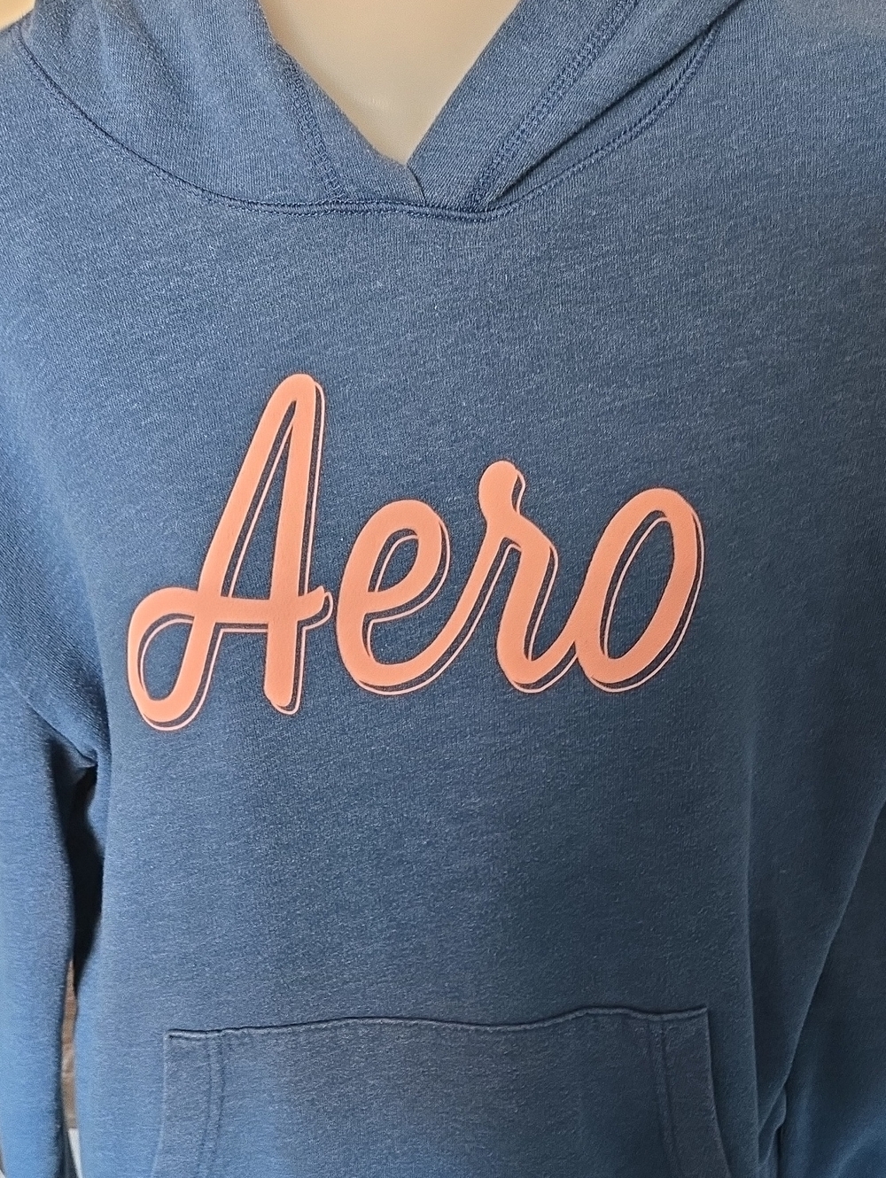 Aeropostale Blue Hoodie with Coral Pink Logo